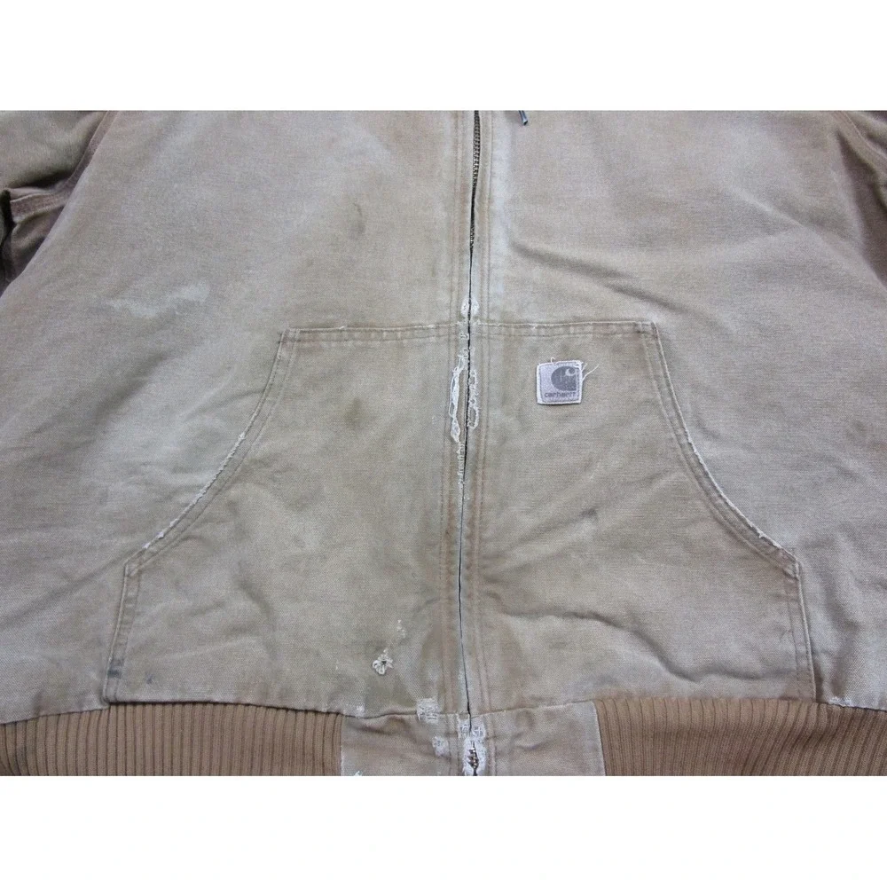 Vintage Carhartt J130 Hooded Workwear Jacket Mens (2X Tall) Duck Canvas Distress